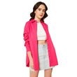 Women Oversized Cotton Pink Shirt