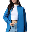 Women Oversized Cotton Blue Shirt