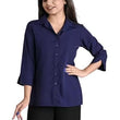 Women Plain Solid Formal Blue Shirts