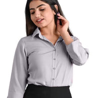 Women Plain Solid Formal Grey Shirts