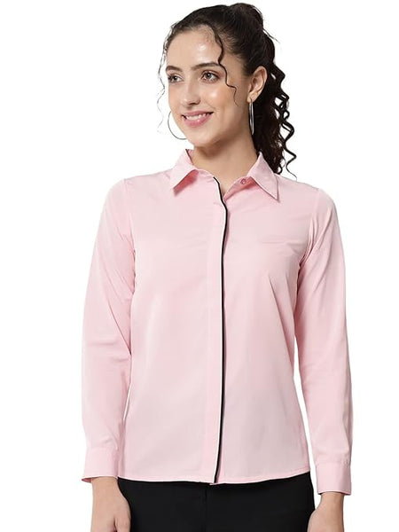 Women Office Wear Formal Light Pink Shirt