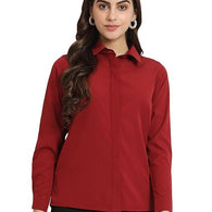 Women Office Wear Formal Red Shirt