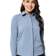 Women Office Wear Formal Blue Shirt