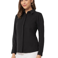 Women Office Wear Formal Black Shirt