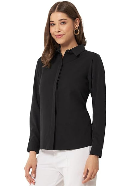 Women Office Wear Formal Black Shirt