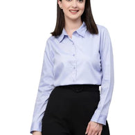 Women Solid Regular Formal Blue Shirt