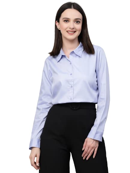 Women Solid Regular Formal Blue Shirt