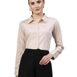 Women Solid Regular Formal Beige Shirt