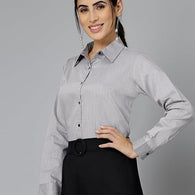 Women Solid Regular Formal Grey Shirt