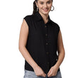 Women Plain Sleevesless Black Shirt