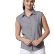 Women Plain Sleevesless Grey Shirt