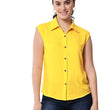 Women Plain Sleevesless Yellow Shirt