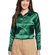 Women Formal Satin Green Shirt