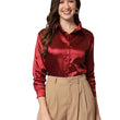 Women Formal Satin Maroon Shirt