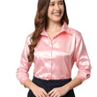 Women Formal Satin Pink Shirt