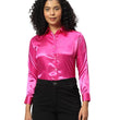 Women Formal Satin Rani Pink Shirt