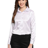 Women Formal Satin White Shirt