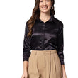 Women Formal Satin Dark Black Shirt