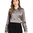 Women Formal Satin Dark Grey Shirt