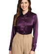 Women Formal Satin Dark Purple Shirt