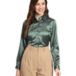 Women Formal Satin Greyish Green Shirt