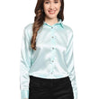 Women Formal Satin Sky Blue Shirt