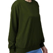 Women Cotton Plain Olive Sweatshirt