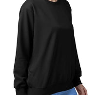 Women Cotton Plain Black Sweatshirt