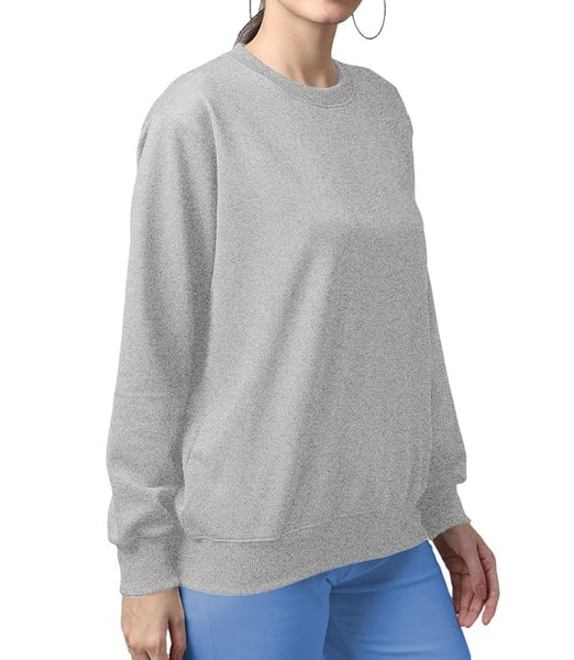 Women Cotton Plain Grey Sweatshirt