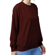 Women Cotton Plain Maroon Sweatshirt