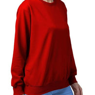 Women Cotton Plain Red Sweatshirt