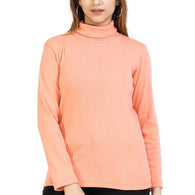 Women High Neck Peach Sweatshirt