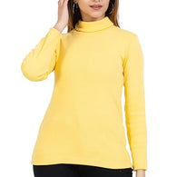 Women High Neck Yellow Sweatshirt