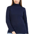 Women High Neck Navy Blue Sweatshirt