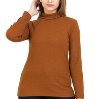 Women High Neck Brown Sweatshirt