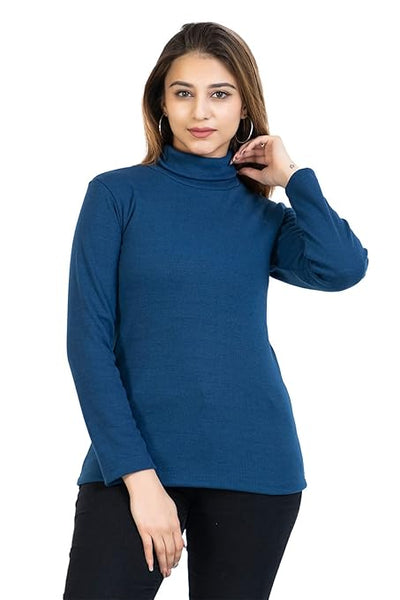 Women High Neck Indigo Sweatshirt