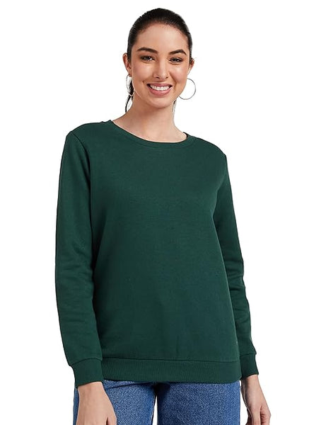 Women Crew Neck Green Sweatshirt