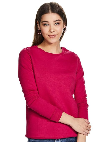 Women Crew Neck Pink Sweatshirt