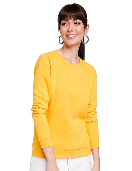 Women Crew Neck Yellow Sweatshirt