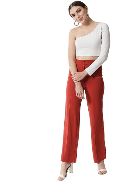 Women Polyester Solid Multicolour Trousers