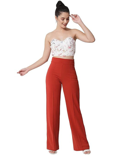 Women Solid Polyester Multicolour Trouser