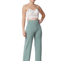 Women Solid Polyester Light Blue Trouser