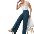 Women Solid Polyester Sea Green Trouser