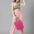 Women High Rise Korean Baby Pink Trousers