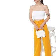 Women High Rise Korean Yellow Trousers