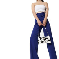 Women High Rise Korean Royal Blue Trousers