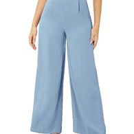 Women High Rise Korean Sky Blue Trousers