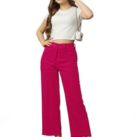 Women Solid Blend Magenta Trousers