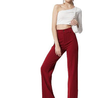 Women Solid Blend Maroon Trousers