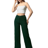 Women Solid Blend Green Trousers